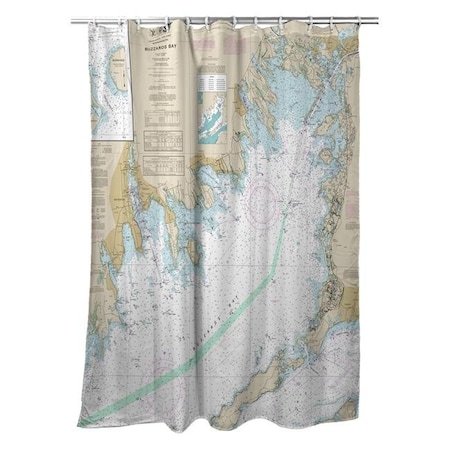 Betsy Drake SH13230BB 70 X 72 In. Buzzards Bay; MA Nautical Map Shower Curtain